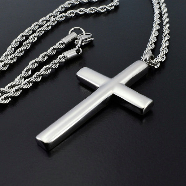 Men's Stainless Cross Necklace - Stainless Steel - Faith - Gemvius