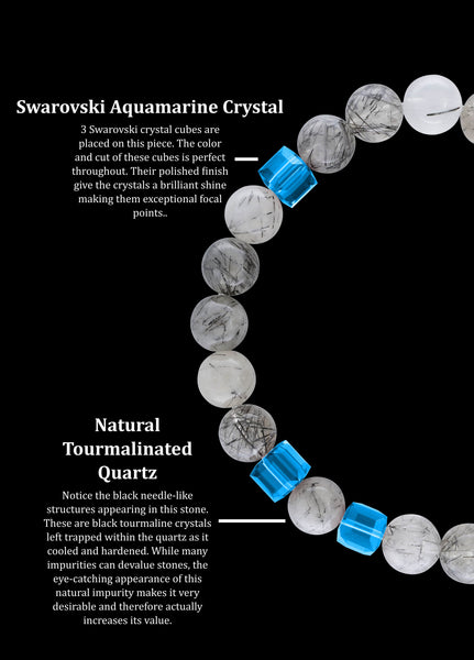 March Aquamarine Tourmalinated Quartz (8mm) - Gemvius