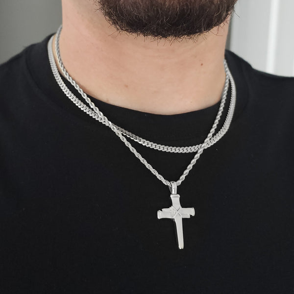 Signature Nail Cross + Lux Set (Polished Silver)