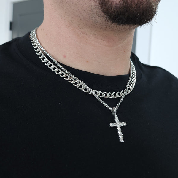 Signature Diamond Cross + Nova Set (Polished Silver) - Gemvius