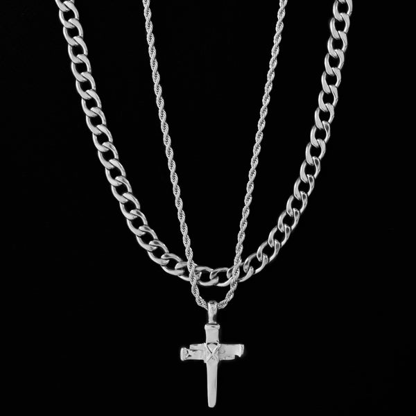 Signature Nail Cross + Nova 7.5mm Set (Polished Silver)