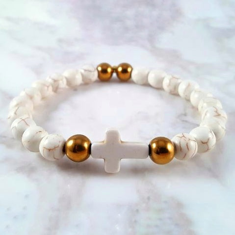 Gold White Howlite (8mm) - Gemvius