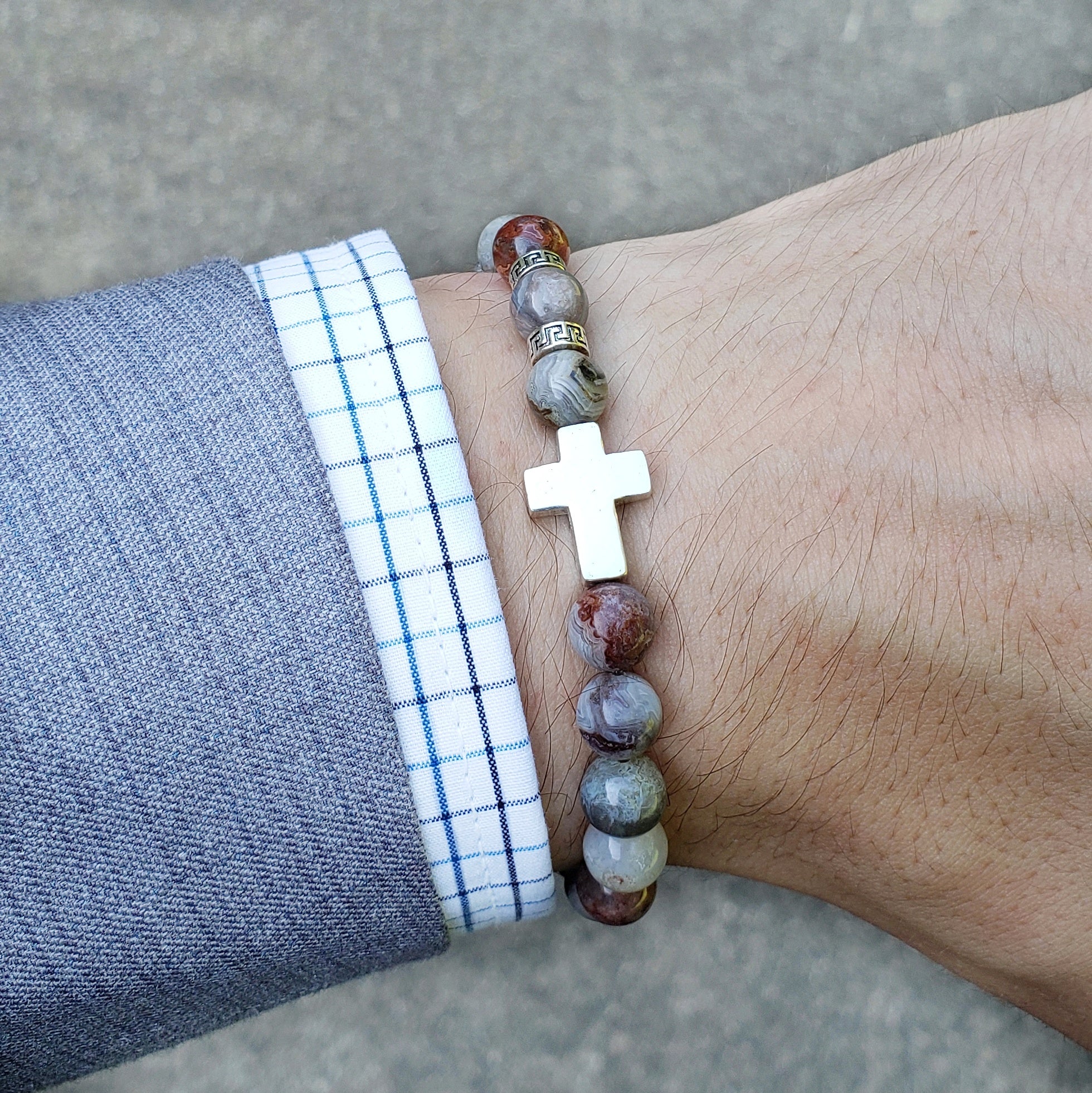 Premium Cross Mexican Agate Bracelet - Luxury Faith - Gemvius Premium Cross Mexican Agate Bracelet - Luxury Faith - Gemvius