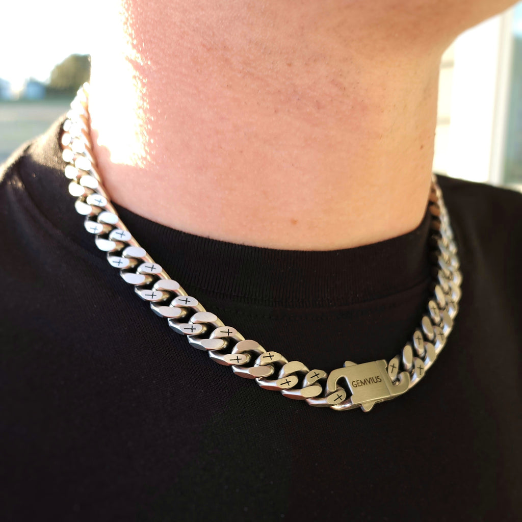 Genesis Brushed Silver (10mm) - Cuban Chain – Gemvius