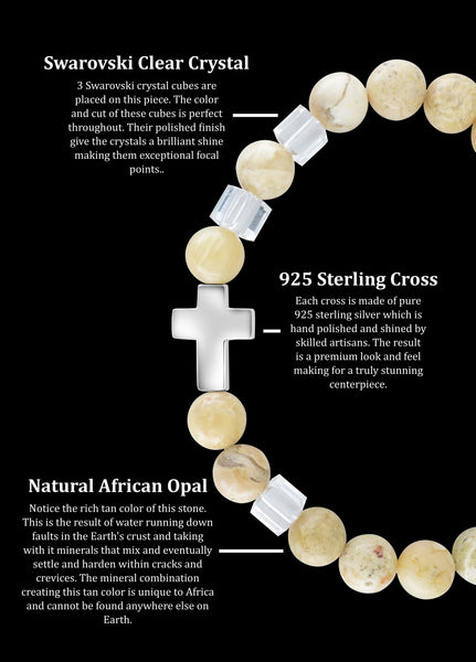 Aprilopalof April Crystal Cross African Opal Bracelet - April Birthstone Bracelet ...