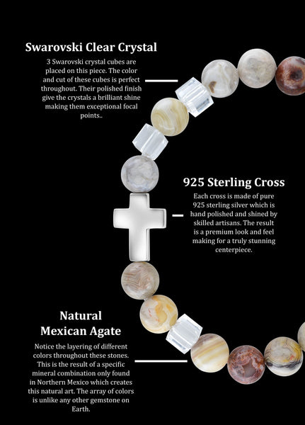 April Crystal Cross Mexican Agate (8mm) - Gemvius