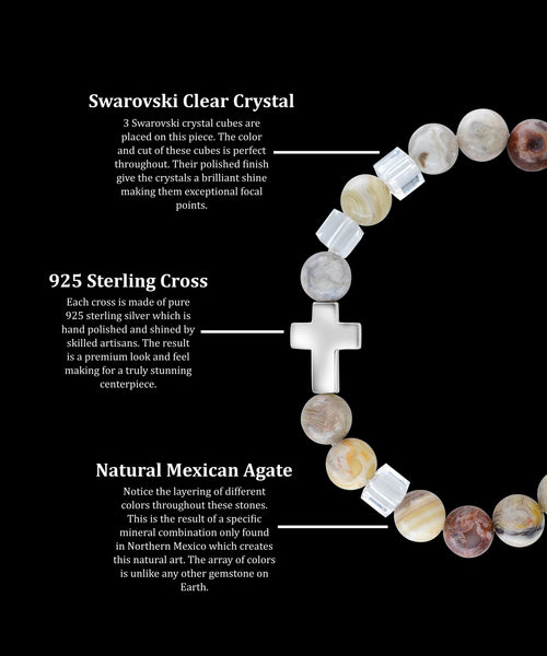 April Crystal Cross Mexican Agate (8mm) - Gemvius
