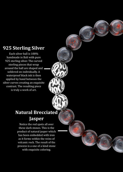 Silver Executive Brecciated Jasper (8mm) - Gemvius