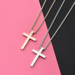 Men's Stainless Cross Necklace - Stainless Steel - Faith - Gemvius