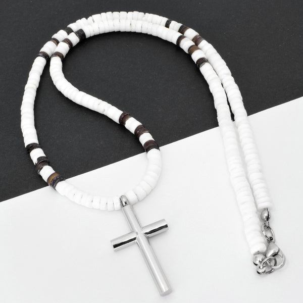 White Shell Cross Necklace