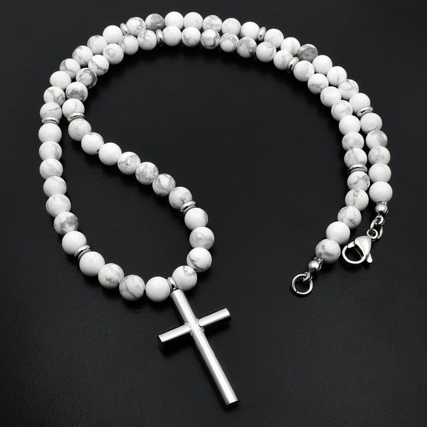 Marble White Cross Necklace