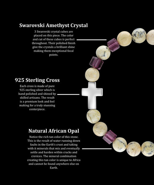 February Amethyst Cross African Opal (8mm) - Gemvius