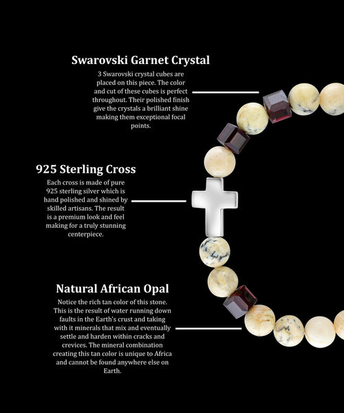 January Garnet Cross African Opal (8mm) - Gemvius