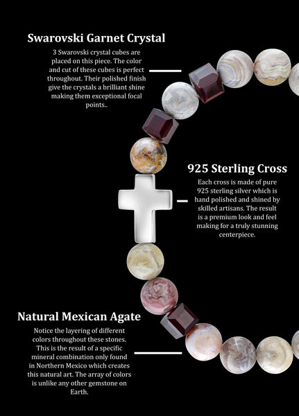January Garnet Cross Mexican Agate (8mm) - Gemvius