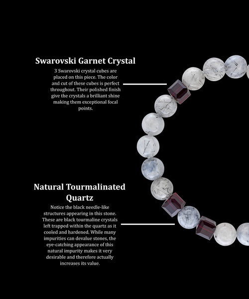 January Garnet Tourmalinated Quartz (8mm) - Gemvius