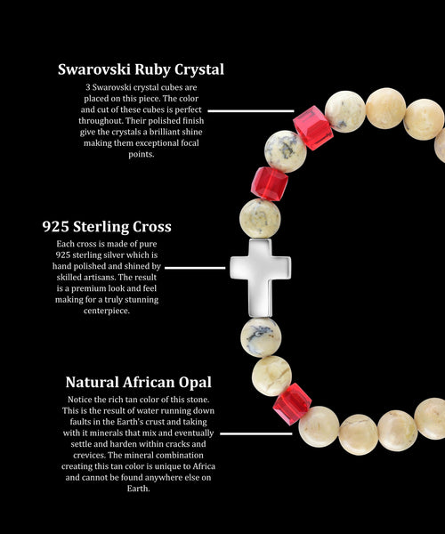 July Ruby Cross African Opal (8mm) - Gemvius