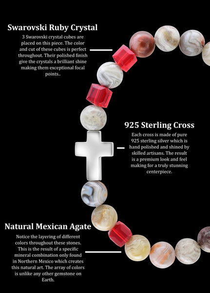 July Ruby Cross Mexican Agate (8mm) - Gemvius