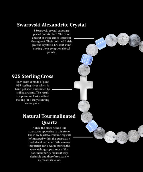 June Alexandrite Cross Tourmalinated Quartz (8mm) - Gemvius