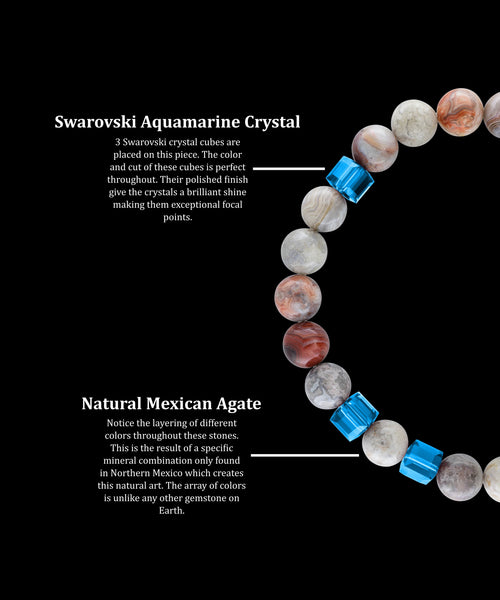 March Aquamarine Mexican Agate (8mm) - Gemvius