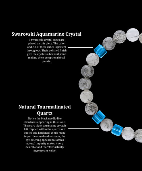 March Aquamarine Tourmalinated Quartz (8mm) - Gemvius