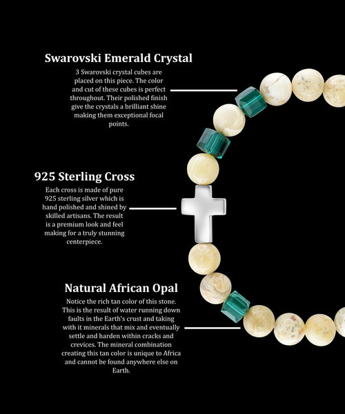 May Emerald Cross African Opal (8mm) - Gemvius