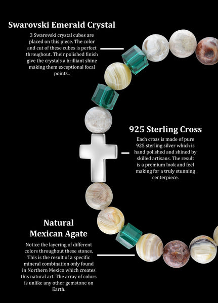 May Emerald Cross Mexican Agate (8mm) - Gemvius