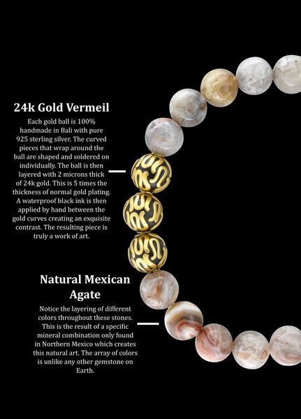 Gold Executive Mexican Agate (8mm) - Gemvius