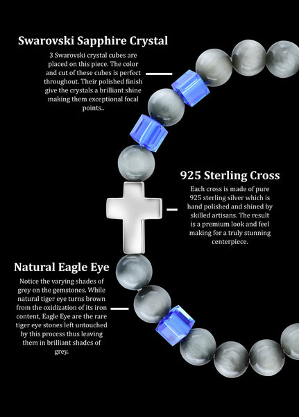 September Sapphire Cross Eagle Eye (8mm)