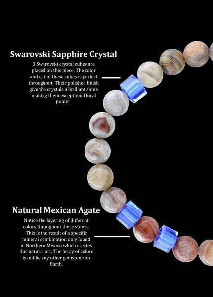 September Sapphire Mexican Agate (8mm)