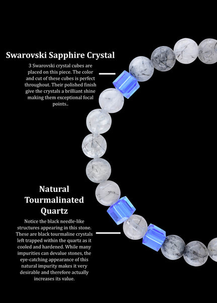 September Sapphire Tourmalinated Quartz (8mm)