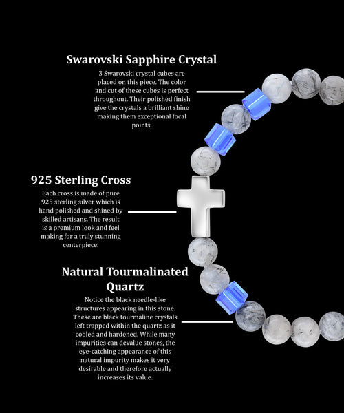 September Sapphire Cross Tourmalinated Quartz (8mm)