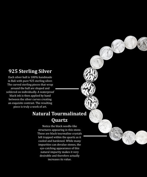 Silver Executive Tourmalinated Quartz (8mm) - Gemvius